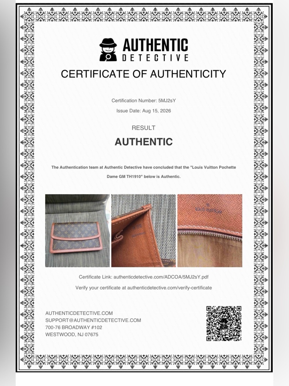 Louis Vuitton Pochette Dame GM Preowned -TH1910 With COA - Picture 6 of 17